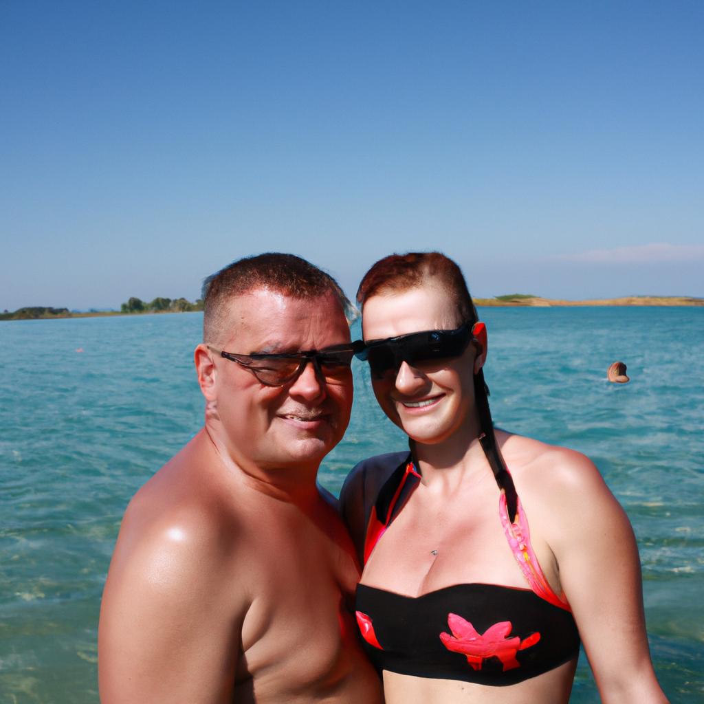 Man and woman in swimsuits